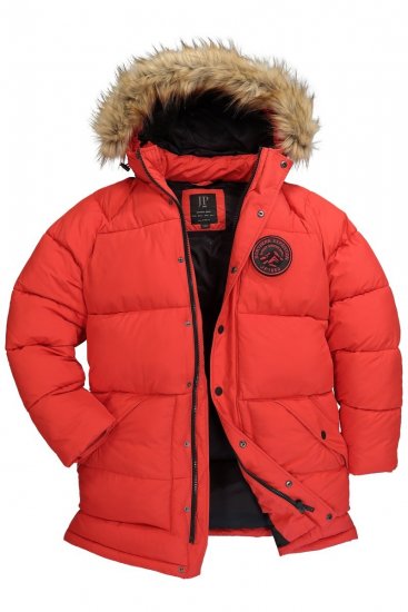 JP1880 Parka Quilted Faux Fur Hood Red - Jakid ja joped - Joped, suured suurused: 2XL – 12XL