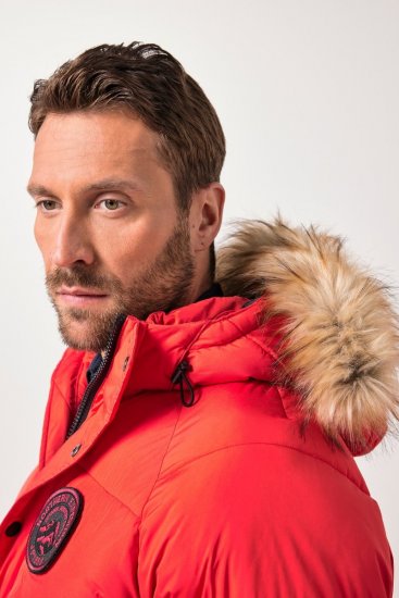 JP1880 Parka Quilted Faux Fur Hood Red - Jakid ja joped - Joped, suured suurused: 2XL – 12XL