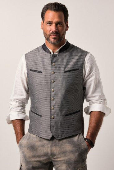 JP1880 Vest Traditional With Embroidery Silver - Trachten & Oktoberfest - Oktoberfesti riided suurtes suurustes (Trachten)