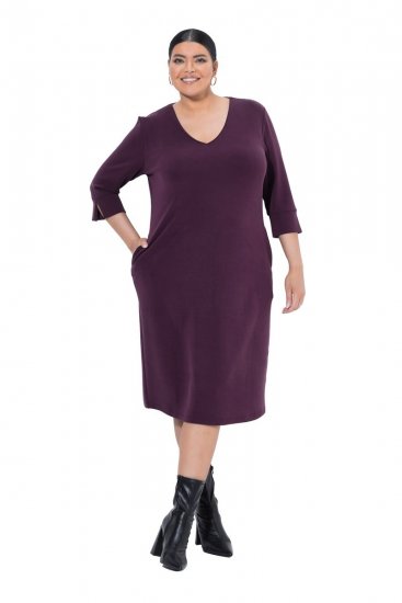 Ulla Popken 841952 3/4 varrukatega dressikleit Ploom - Midikleidid - Plusssuuruses midikleidid