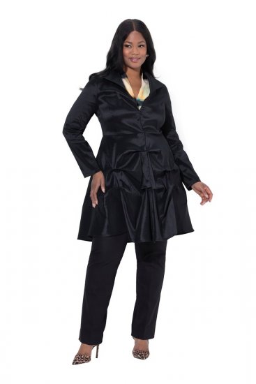 Ulla Popken 842028 Voltidega peplum-pintsak Must - Pintsakud - Pintsakud naistele suurtes suurustes
