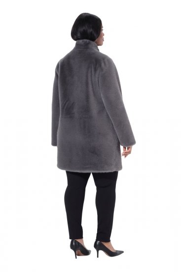 Ulla Popken 843003 Püstkraega tehiskarvast mantel Hall - Mantlid - Naiste mantlid suurtes suurustes