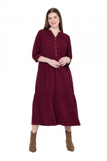 Ulla Popken 843383 3/4 varrukatega velvetkleit Veinipunane - Maksikleidid - Plusssuuruses maxikleidid