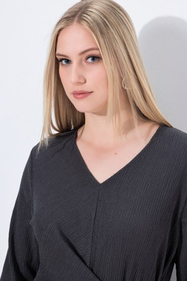 Ulla Popken 843595 3/4 varrukatega ümbrikkleit Hallmeleeritud - Midikleidid - Plusssuuruses midikleidid
