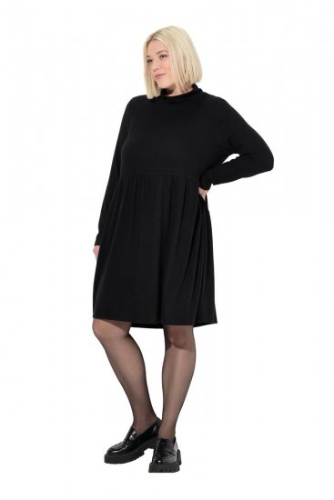 Ulla Popken 844233 Pikkade varrukatega kootud kleit Must - Kootud kleidid - 