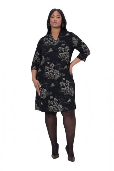Ulla Popken 844739 3/4 varrukatega kleit Must - Midikleidid - Plusssuuruses midikleidid