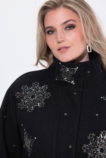 Ulla Popken 844839 Lumehelbetikandiga lühike jope Tumesinine - Joped - Suured naiste jakid