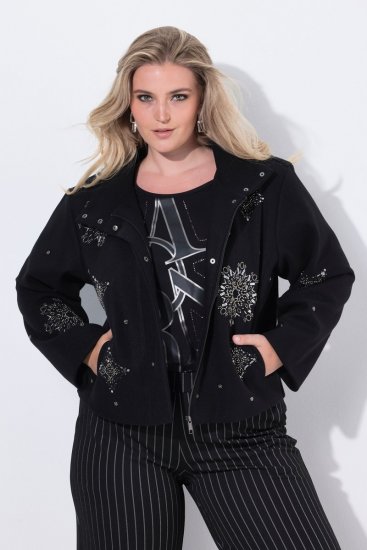 Ulla Popken 844839 Lumehelbetikandiga lühike jope Tumesinine - Joped - Suured naiste jakid