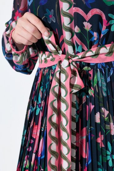 Ulla Popken 845649 Lilleline šifoonkleit Tumesinine - Midikleidid - Plusssuuruses midikleidid