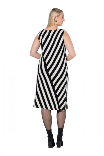 Ulla Popken 845784 Triibuline kootud kleit Must - Suvekleidid - Naiste suvekleidid suurtes suurustes