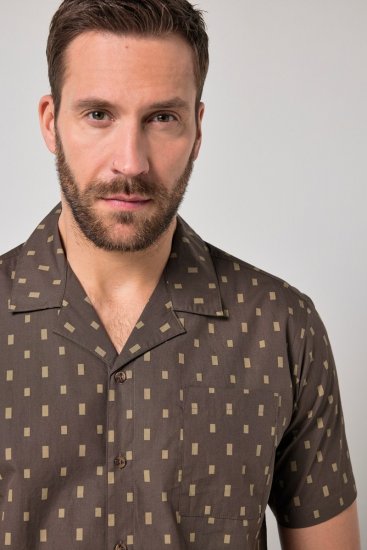 JP1880 Boxy Cuba Short Sleeve Shirt Brown - Särgid - Meeste suured särgid 2XL – 8XL
