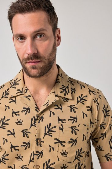 JP1880 Boxy Cuba Short Sleeve Shirt Camel - Särgid - Meeste suured särgid 2XL – 8XL