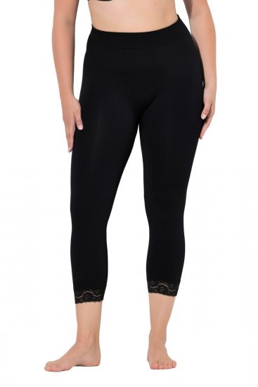 Ulla Popken 846491 Pitsiga 3/4 sukkretuusid Must - Sukkpüksid & sokid - 