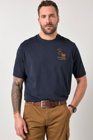 JP1880 846657 T-särk bellyfit embleemidega Tumesinine TALL - TALL T-särgid - T-särgid pikkadele meestele