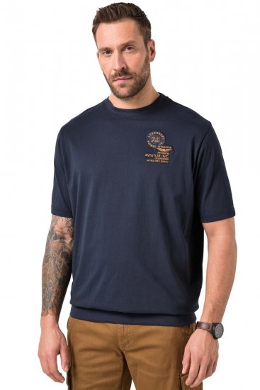 JP1880 846657 T-särk bellyfit embleemidega Tumesinine TALL - TALL T-särgid - T-särgid pikkadele meestele
