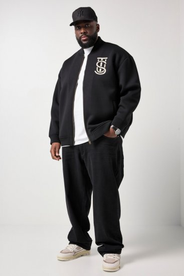 STHUGE 847083 Varsity jope scuba-kangast Must - Jakid ja joped - Joped, suured suurused: 2XL – 12XL