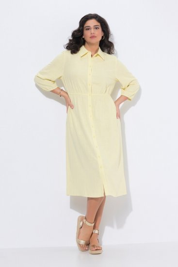 Ulla Popken 847224 Linasegust kleit Kollane - Suvekleidid - Naiste suvekleidid suurtes suurustes