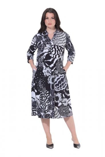 Ulla Popken 847972 Lilleline kootud kleit Valge - Kootud kleidid - 