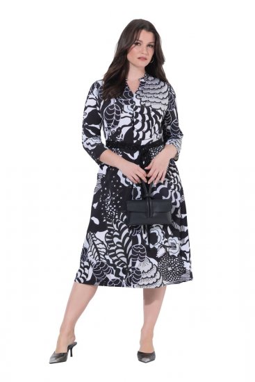 Ulla Popken 847972 Lilleline kootud kleit Valge - Kootud kleidid - 