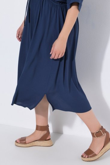 Ulla Popken 848224 Nööriga midikleit Tumesinine - Midikleidid - Plusssuuruses midikleidid