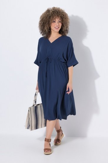 Ulla Popken 848224 Nööriga midikleit Tumesinine - Midikleidid - Plusssuuruses midikleidid