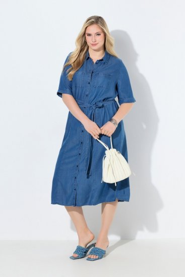 Ulla Popken 848491 Särkkleit Denimsinine - Midikleidid - Plusssuuruses midikleidid