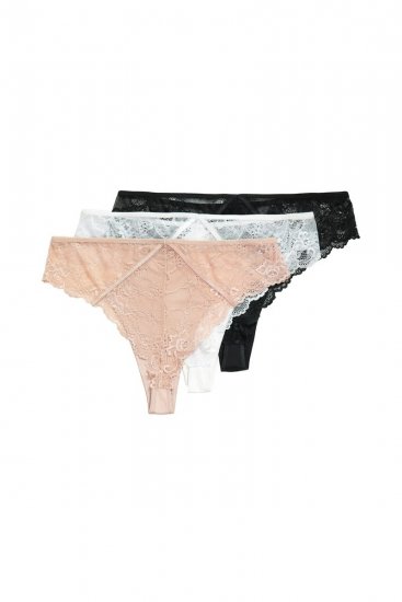 Ulla Popken 848522 Pitsiga stringid 3 tk Must - Aluspüksid - 