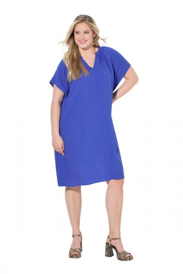 Ulla Popken 848526 Taskutega linasegust kleit Sinine - Suvekleidid - Naiste suvekleidid suurtes suurustes