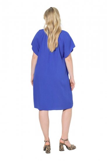 Ulla Popken 848526 Taskutega linasegust kleit Sinine - Suvekleidid - Naiste suvekleidid suurtes suurustes