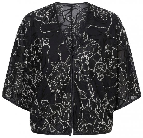 Ulla Popken 849213 Tikandiga siidisegust bolero Must - Bolerod - 