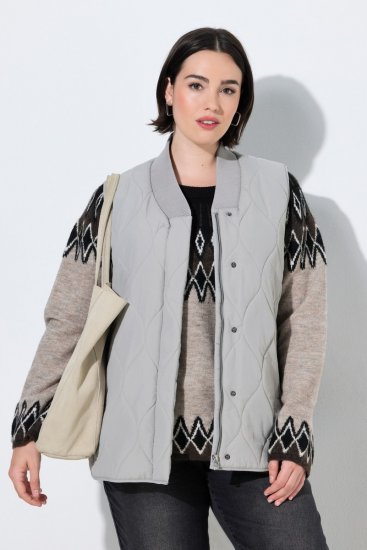 Ulla Popken 849221 Soonikkraega tepitud vest Hall - Vestid - 