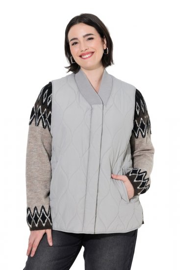 Ulla Popken 849221 Soonikkraega tepitud vest Hall - Vestid - 