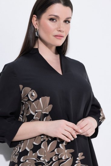 Ulla Popken 849423 3/4 varrukatega lilleline kleit Must - Maksikleidid - Plusssuuruses maxikleidid