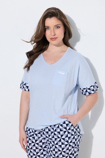 Ulla Popken 849850 Ruuduline pidžaama Helesinine - Pidžaama/Loungewear - 