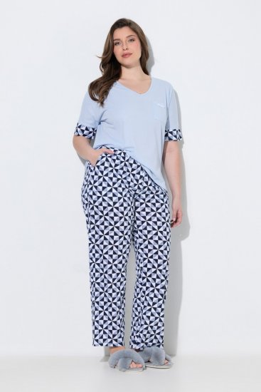 Ulla Popken 849850 Ruuduline pidžaama Helesinine - Pidžaama/Loungewear - 