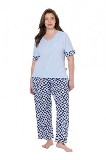 Ulla Popken 849850 Ruuduline pidžaama Helesinine - Pidžaama/Loungewear - 