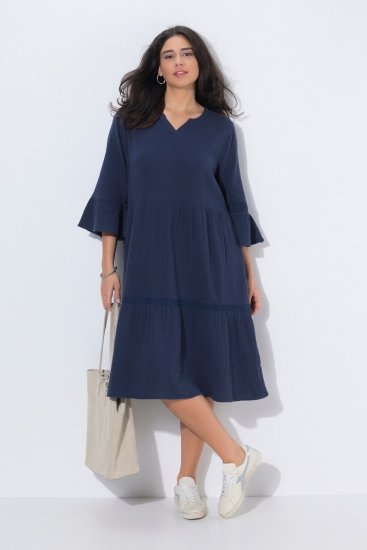 Ulla Popken 849856 Volangidega kleit Tumesinine - Midikleidid - Plusssuuruses midikleidid