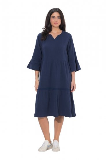 Ulla Popken 849856 Volangidega kleit Tumesinine - Midikleidid - Plusssuuruses midikleidid