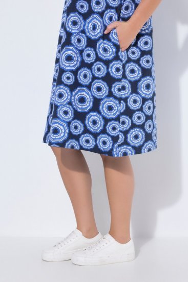 Ulla Popken 850121 V-kaelusega lühikeste varrukatega jersey-kleit Sinine - Trikookleidid - 