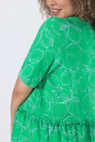 Ulla Popken 850204 V-kaelusega lühikeste varrukatega jersey-kleit Roheline - Trikookleidid - 