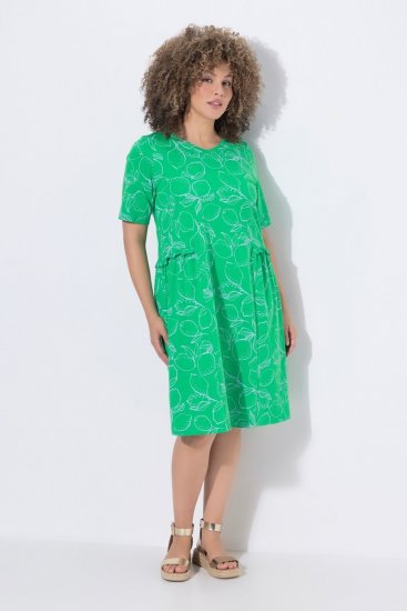 Ulla Popken 850204 V-kaelusega lühikeste varrukatega jersey-kleit Roheline - Trikookleidid - 