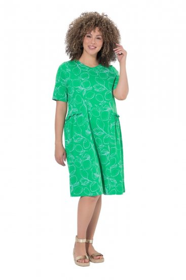 Ulla Popken 850204 V-kaelusega lühikeste varrukatega jersey-kleit Roheline - Trikookleidid - 