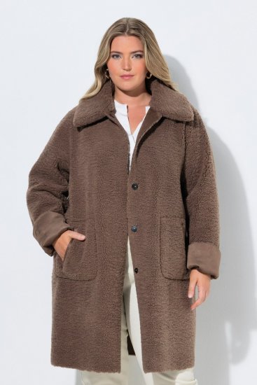 Ulla Popken 850251 Teddymantel Helepruun - Mantlid - Naiste mantlid suurtes suurustes