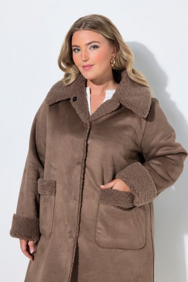Ulla Popken 850251 Teddymantel Helepruun - Mantlid - Naiste mantlid suurtes suurustes