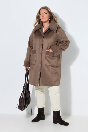 Ulla Popken 850251 Teddymantel Helepruun - Mantlid - Naiste mantlid suurtes suurustes