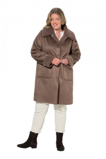 Ulla Popken 850251 Teddymantel Helepruun - Mantlid - Naiste mantlid suurtes suurustes