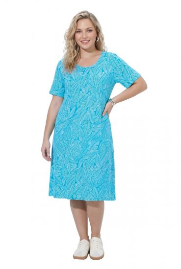 Ulla Popken 850344 Mustriline T-särkkleit Türkiis - Midikleidid - Plusssuuruses midikleidid