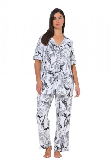 Ulla Popken 850441 Mustriline pidžaama Luuvalge - Pidžaama/Loungewear - 