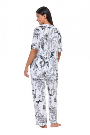 Ulla Popken 850441 Mustriline pidžaama Luuvalge - Pidžaama/Loungewear - 
