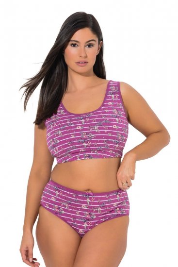 Ulla Popken 850538 Mahepuuvillast lillelised aluspüksid 2 tk Violetne - Aluspüksid - 